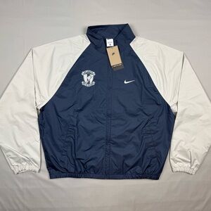 Nike Club Mens Woven Jacket Sz Large Navy Blue/Cream Embroidered A4